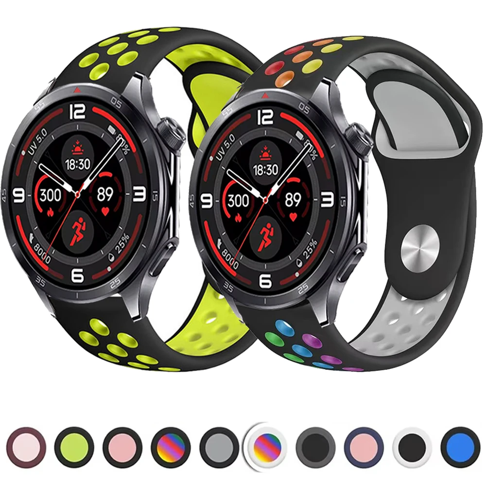 Two-Color Breathable Silicone Strap, 18mm/20mm/22mm