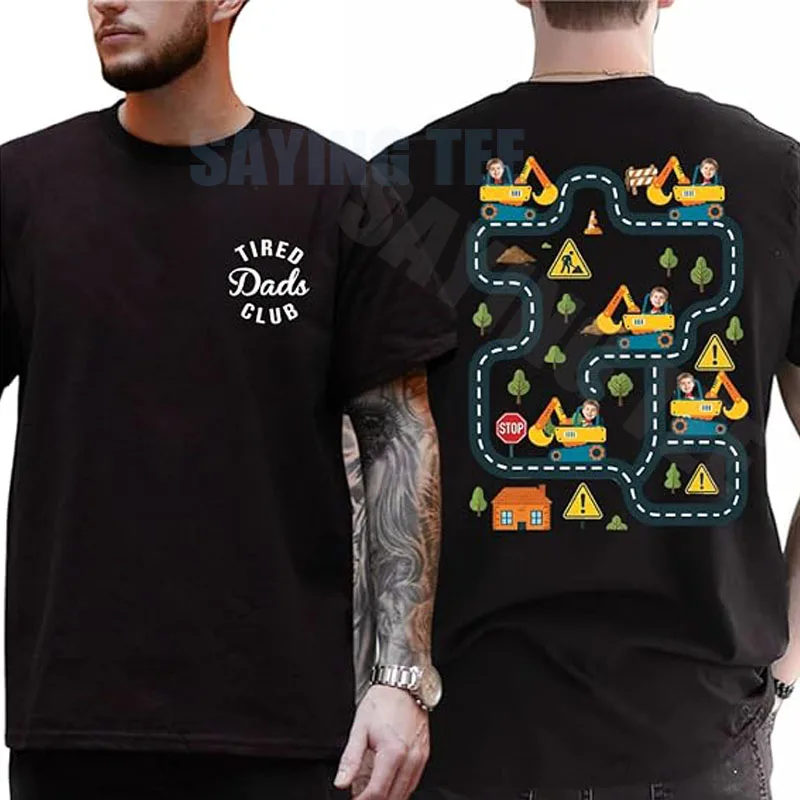 Tired Dads Club Construction Road Car Track Massage Lustiges Geschenk für Papa – Personalisiertes Shirt Y2k Herrenmode Grafikkleidung Neuheit