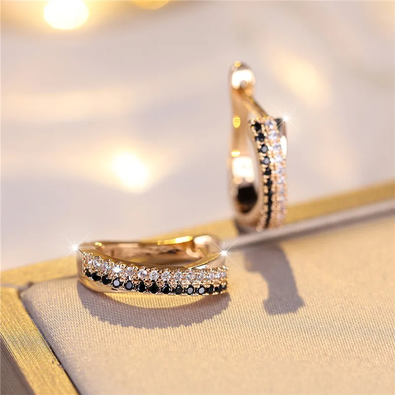 Ear Clip Earrings Clip Earrings Ear Clip Ear Accessories Female Zircon Stone Clip Earrings Charm Gold Color Wedding Jewelry