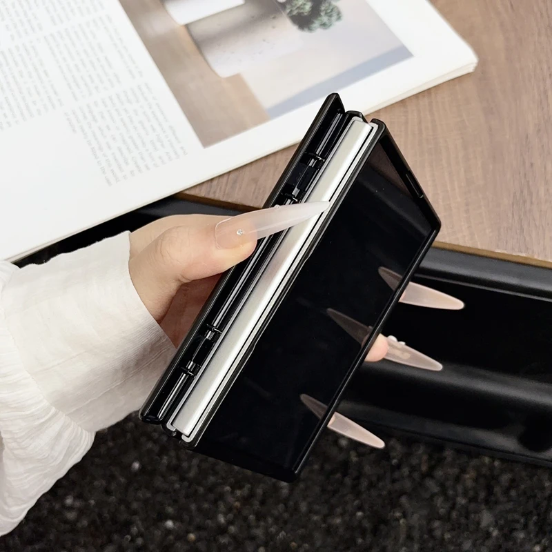 Ultra Luxury Carbon Fiber Pattern PU Leather Folding Wireless Charging Case