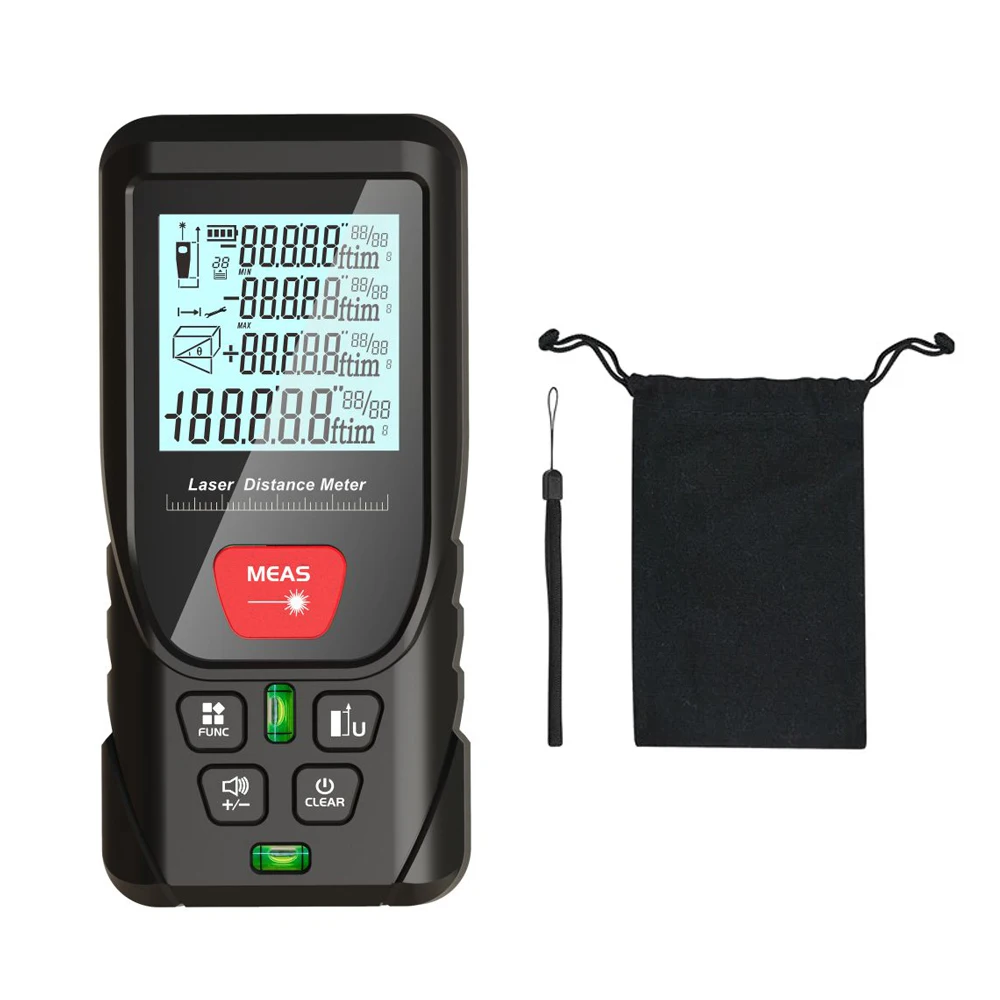 Laser rangefinder Distance meter Laser Meter Green Laser beam Digital Tape 50m 100m 120m Distance Meter 2 Bubbles Leveling High Accuracy Rangefinder