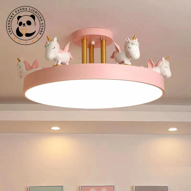 Nordic Cartoon Ceiling Lights Modern Creative Personality Unicorn Lamp Children's Room Bedroom Art Home Decoration LED Luminaria
