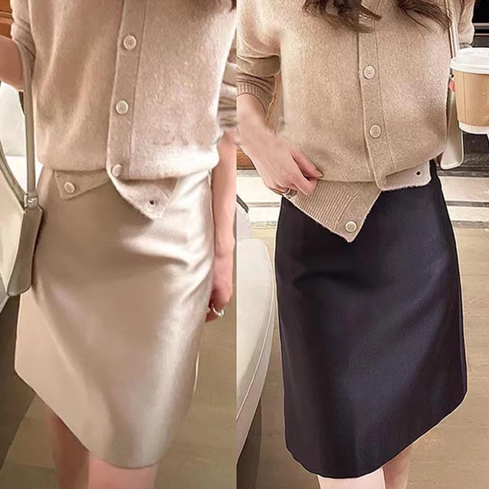 

European high waisted skirt for women's spring and autumn new Hepburn light luxury professional fashion short A-line skirt