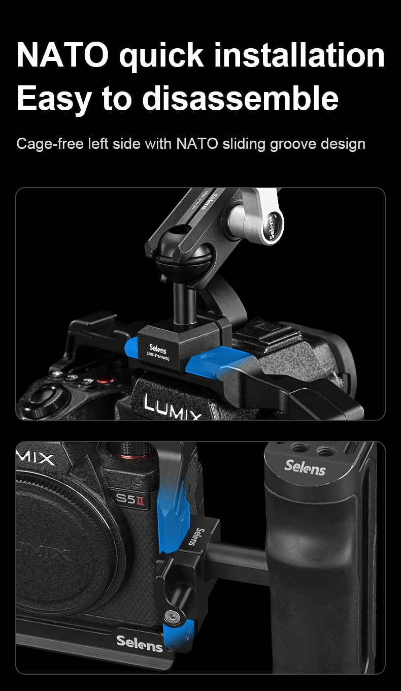 Camera Full Cage for Lumix S5ll/IIX with Multiple Expansion Holes Aluminum Alloy