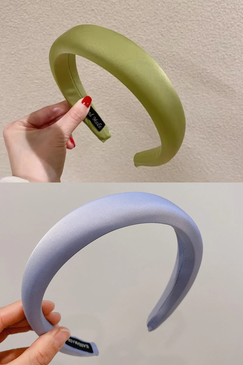 Frühling Sommer Satin Haarreifen Grün Einfarbiges Stirnband 3cm Breites Schwamm-Haarband für Mädchen Frucht-Farbene Haarbänder für Frauen – Detail 13