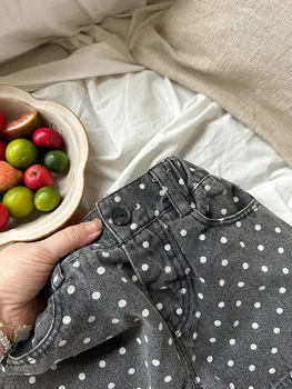 شورت بناتي بولكا دوت جينز ، النسخة الكورية من شورت صيفي غير رسمي ، بنطلون عصري لمدة خمس دقائق ، من 2 إلى 8 سنوات 4