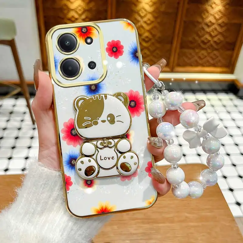 Colorful Flowers Phone Case Set: Includes Case, Lanyard, and Stand