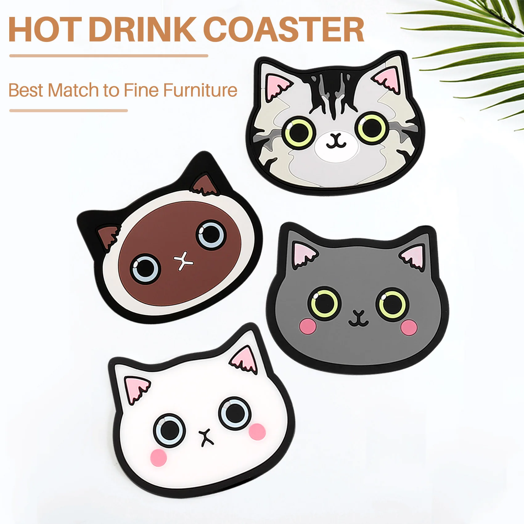 

10 Pcs/Set Cat Silicone Mat Cup Bar Home Cartoon Animal Coaster,for Hot Drink Coffee Milk Tea Mug Cup Accessories