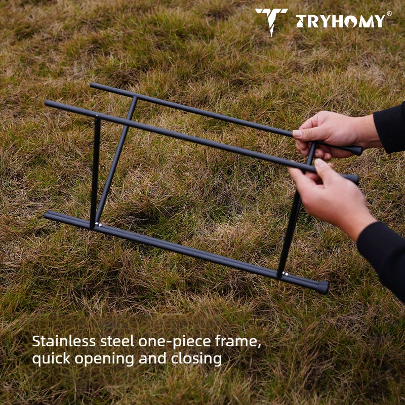 Camping Folding Shelf Stainless Steel Outdoor Portable Storage Shelf Lightweight Storage Rack 10 Sceonds Quick Assembly