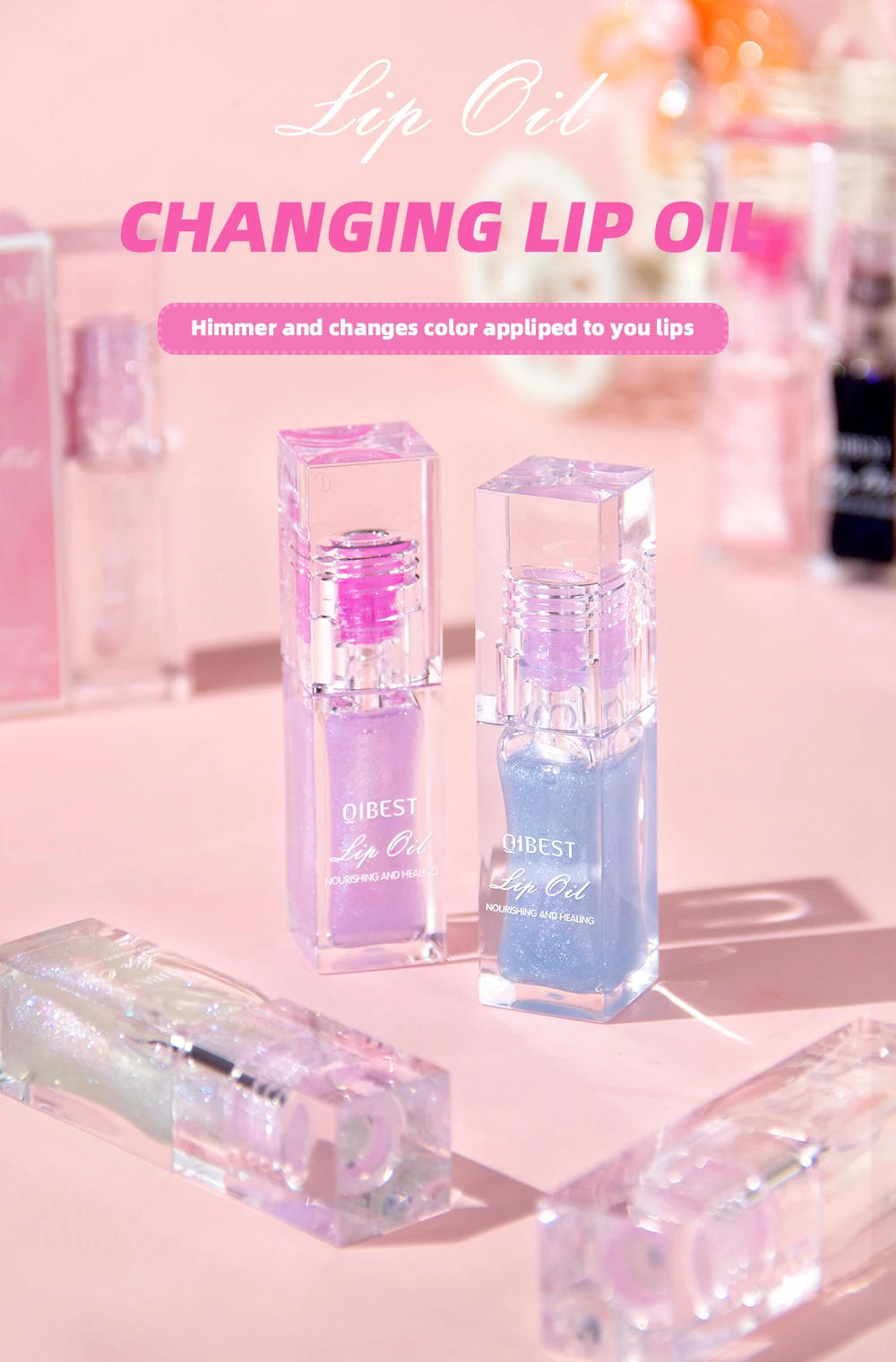 Description Picture 2 of itemQIBEST Temperature Color Change Lip Oil Balm Shiny Pearl Long-lasting Warm Change Lipgloss Moisturizing Lip Plumping Lip Makeup