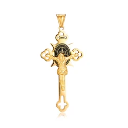 Timeless Golden Cross Gothic Pendant Necklace in Stainless Steel - Unisex Religious Jewelry Gift (Golden Only)