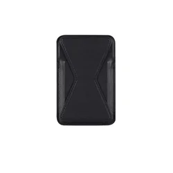 Leather Magnetic Card Holder Wallet - Universal MagSafe Compatible (Black)