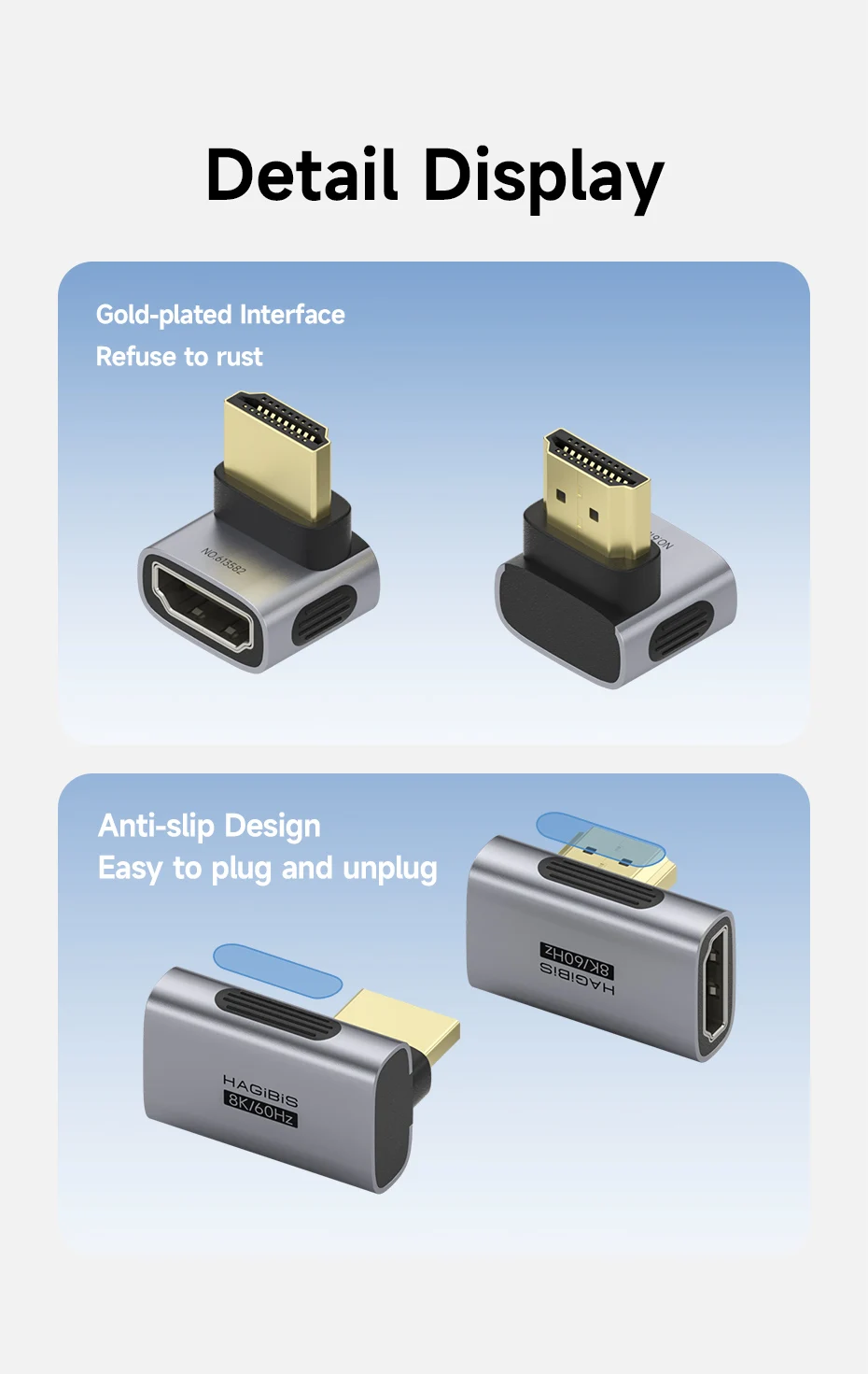 Hagibis HDMI 2.1 Right Angle Adapter 90°