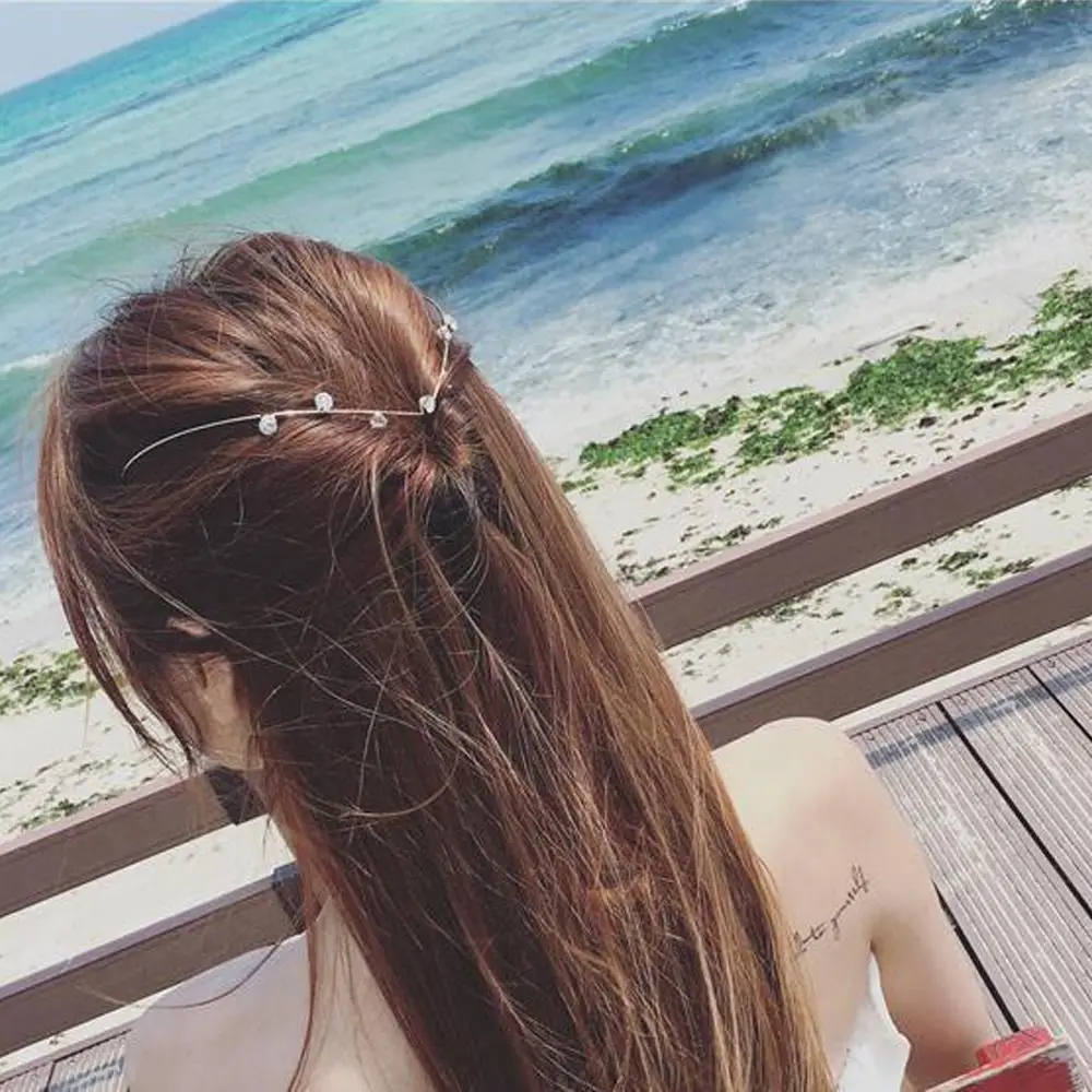 

Rhinestone Hairpin Back Wearing Hairpin Headbands Headwear Pearl Flower Hair Clip For Women Wedding Hair Decoration