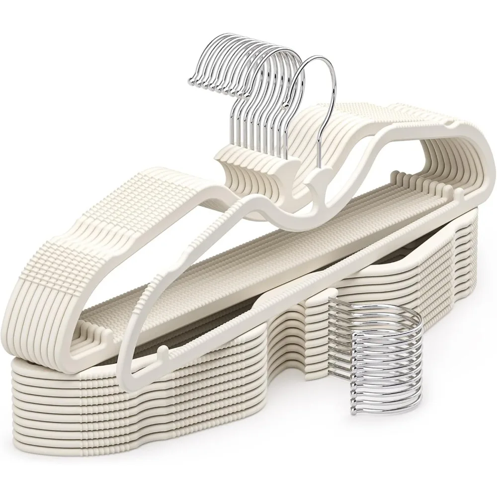 20 Pack Upgraded Short Neck Vertical Space Saver Hangers, 360 Degree Swivel Hooks, Non-Slip Hangers, Liquid Silicone, Smooth as