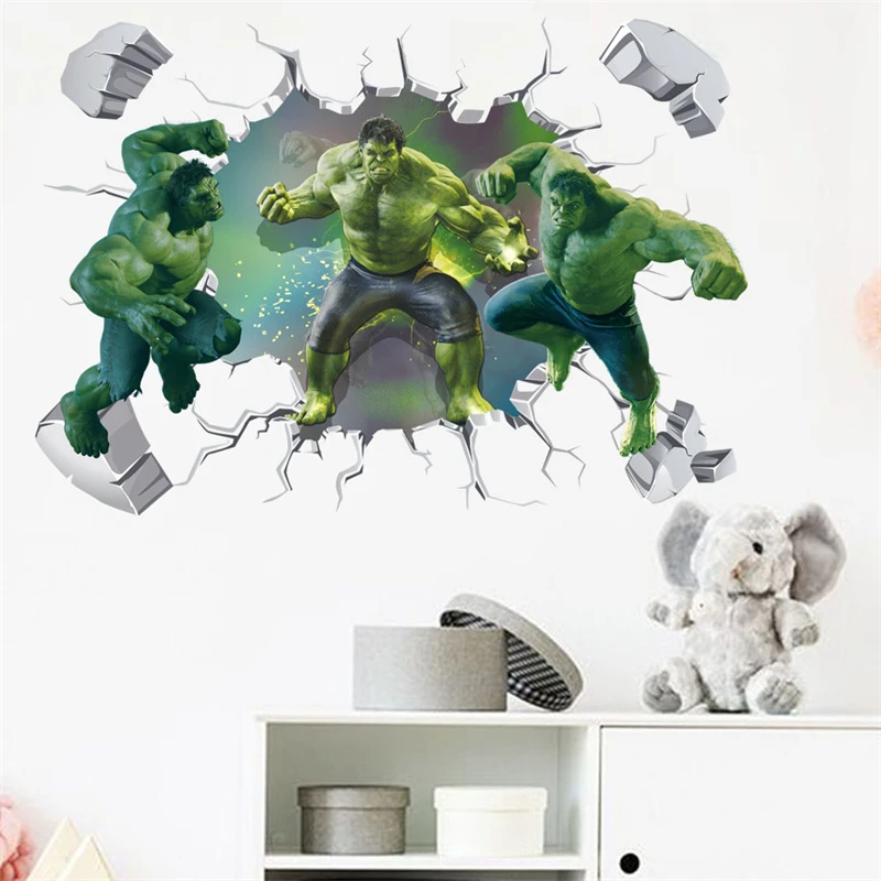 Wall sticker wall stickers 3D Cartoon Hulk Marvel Avengers Wall Stickers For Kids Rooms Living Room Bedroom Wall Decoration SuperHero Movie Poster