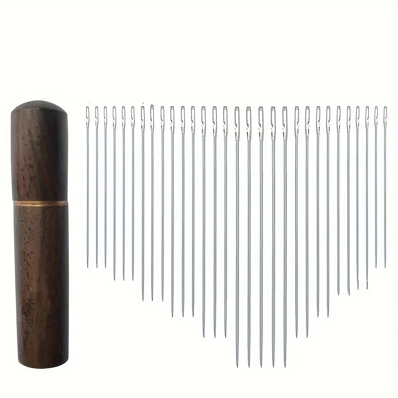 Sewing Needles 30Pcs Side Hole Blind Stainless Steel Elderly Self Threading Household DIY Jewelry Beading Tool