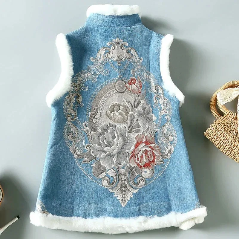 Ethnic Harajuku Thicken Gilet Coat Cotton Women Sleeveless Waistcoat Jacket Vintage Casual Loose Female Chinese Style Vest women cheongsam waistcoat