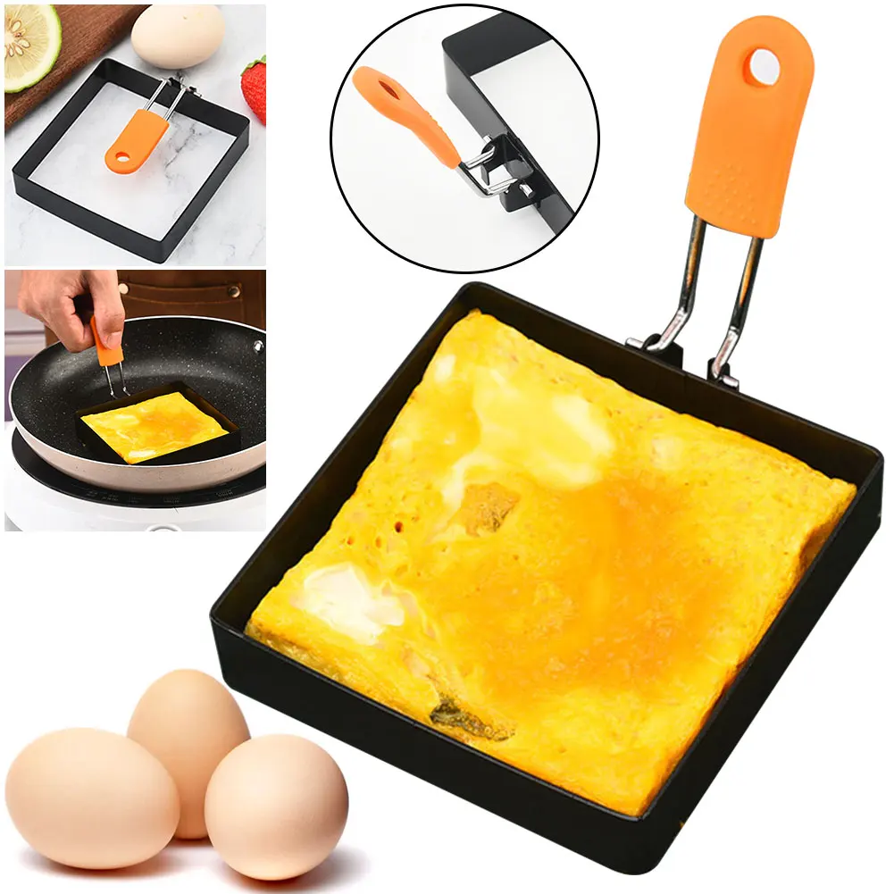 Stainless Steel Egg Fried Ring Non-stick Square Pancake Mold Muffins Omelet Maker Frying Egg Cooking Tool Kitchen Accessories egg boiler mold cup,egg pancake mold