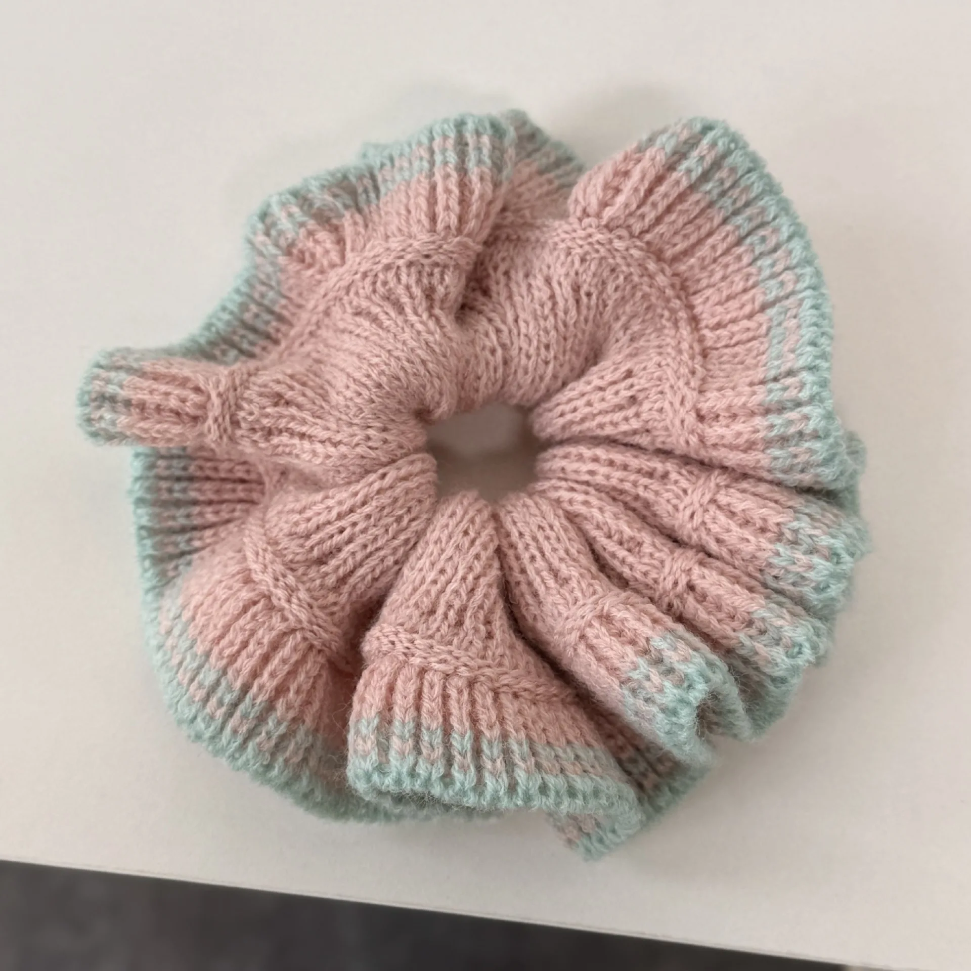 1Pc Vintage Farbe-block Gestrickte Haar Krawatten Für Frauen Mädchen Herbst & Winter Große Haar Blumen Häkeln garn Scrunchies Zubehör – Detail 4