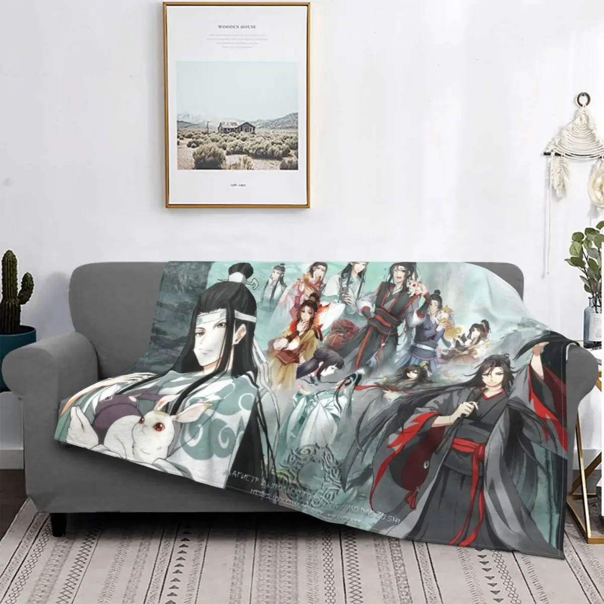 

Mo Dao Zu Shi Blankets Fleece Printed Fanart Lan Wangji Breathable Soft Throw Blanket for Home Couch Rug Piece