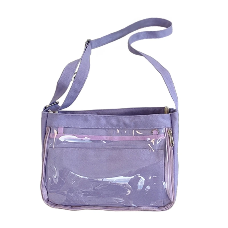School Girl Student Uniform Crossbody Bag Japanese Clear Window Canvas Shoulder Handbag Anime Pin Display Itabag