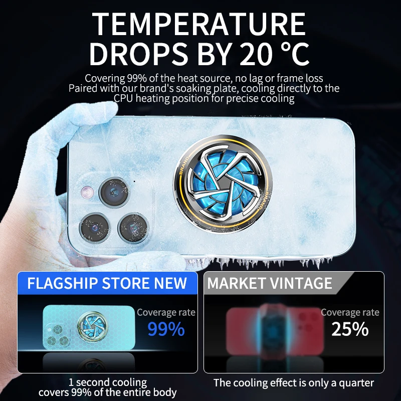 DY18 Magnetic Mobile Phone Silent Semiconductor Refrigeration Cooling Fan Radiator for iPhone Android Universal PUBG Game Cooler
