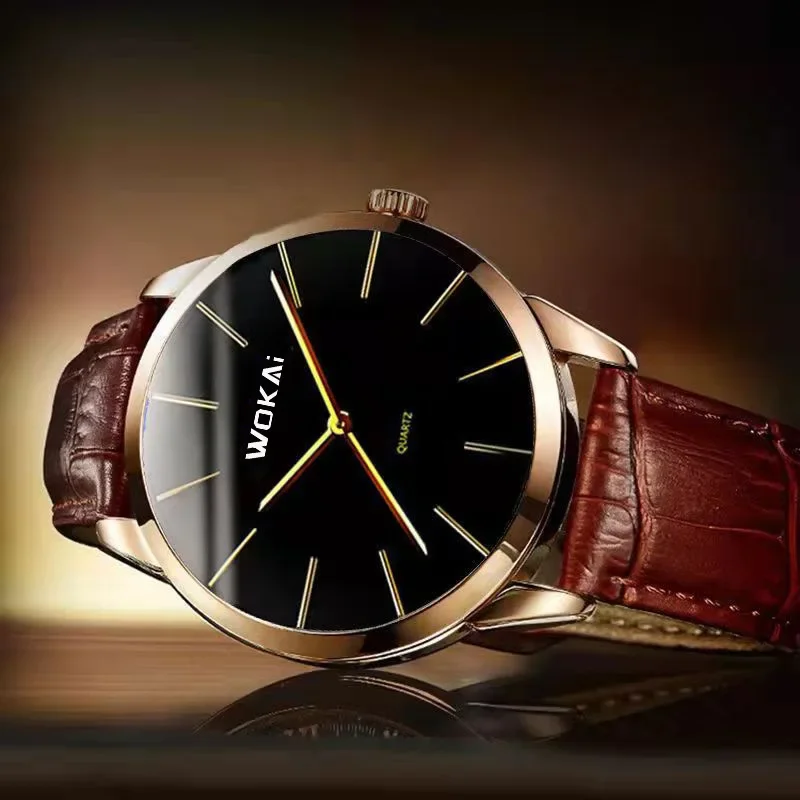 High Quality Fashion Watch Men's Leather Strap Watches Men's Business Sports Clock Simple Retro Quartz Wristwatches Reloj Mujer 5