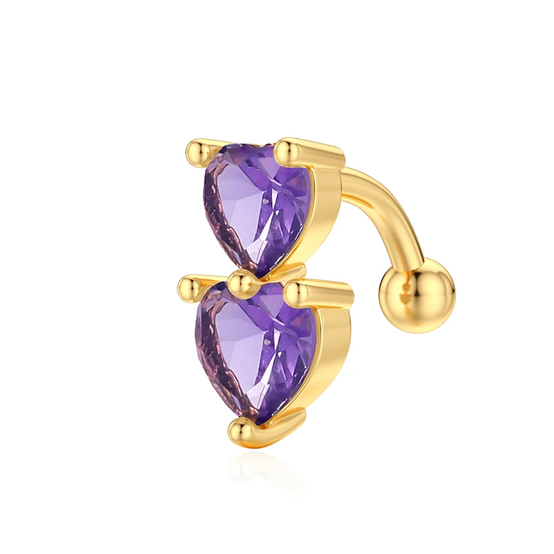 Square Color Double Zircons Belly Button Ring 5 Colors 316L Stainless Steel Navel Piercing Navel Bar Body Jewelry for Women Girl