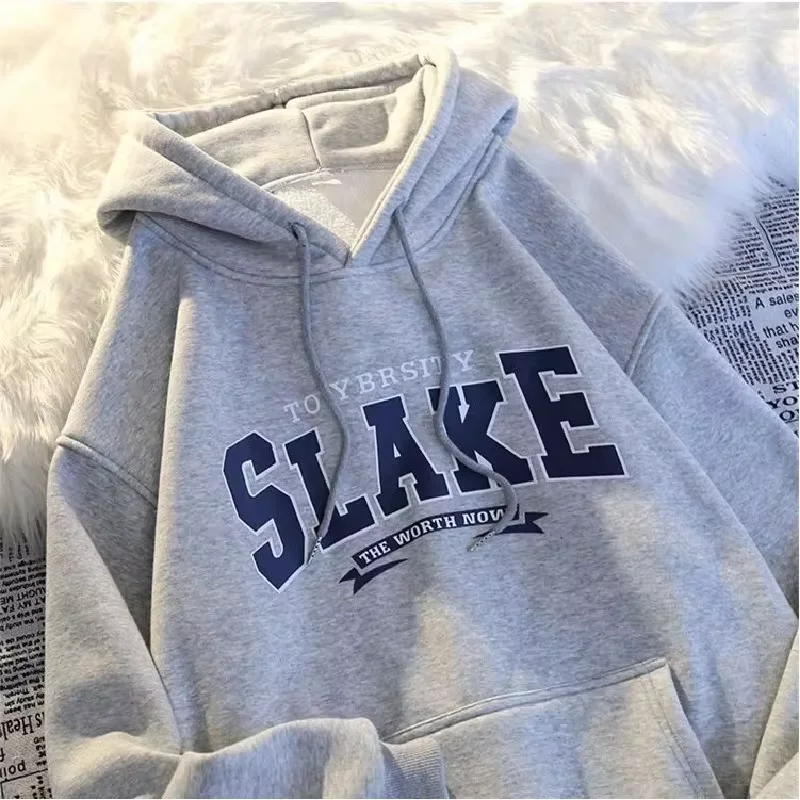 Spring/Autumn Korean Edition Fashion Retro Letter Printed Hoodie for Men and Women's Casual Sports Versatile Hoodie Coat