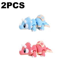 3D Printed Dinosaur Figures with Movable Joints - Desktop Decor and Kid's Gift Set (Triceratops)