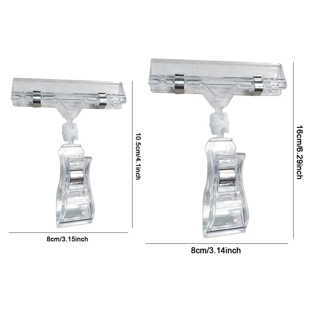 Price Tag Holder Transparent Merchandise Display Clips Name Tag Clips Swivel Price 25Pcs for Supermarkets Supply Store price tag holder clips