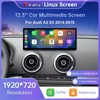 Pantalla Linux Road Top de 12,3 pulgadas para Audi A3 S3 2014-2019 con reproductor de Radio de coche inalámbrico CarPlay Android Auto Airplay 1