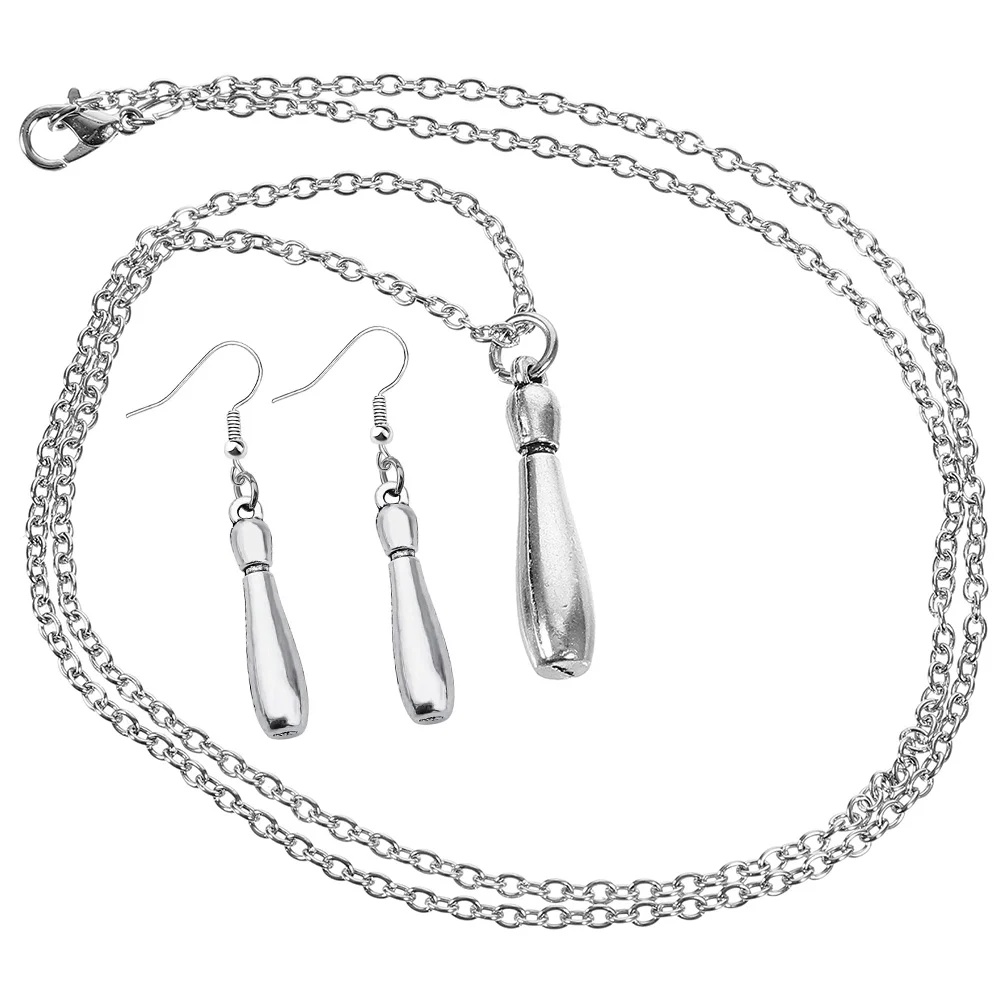 

1 Set Women Necklace Earrings Bowling Necklace Teen Girls Pendant Necklace Prom Jewelries Gift