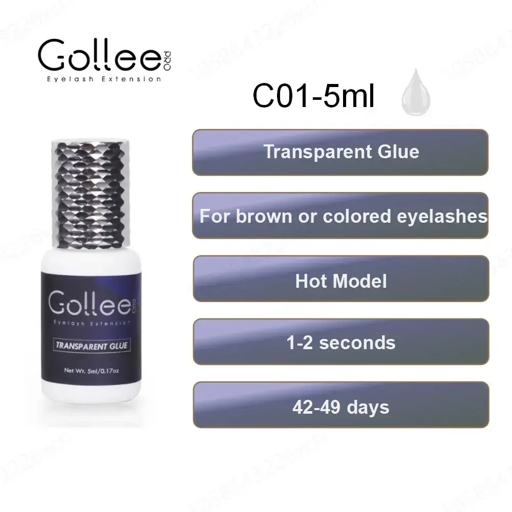 thumbnail image 1 of Pegamento para extensiones de pestañas Gollee de 5 ml, pegamento para extensiones de pestañas postizas de secado rápido de 0,5 segundos, pegamento para pestañas Gollee Super Bonder, 1 of 5