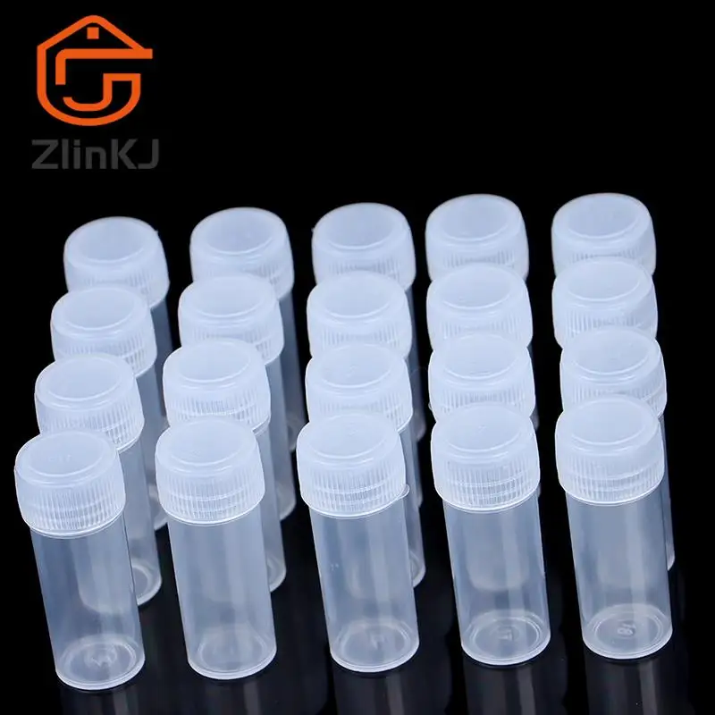 20Pcs 5ml Plastic Bottle Sample Jar 5g Small Barrel Vials Medicine Pill Liquid Powder Capsule Storage Container Packing Bottles plastic storage bottle