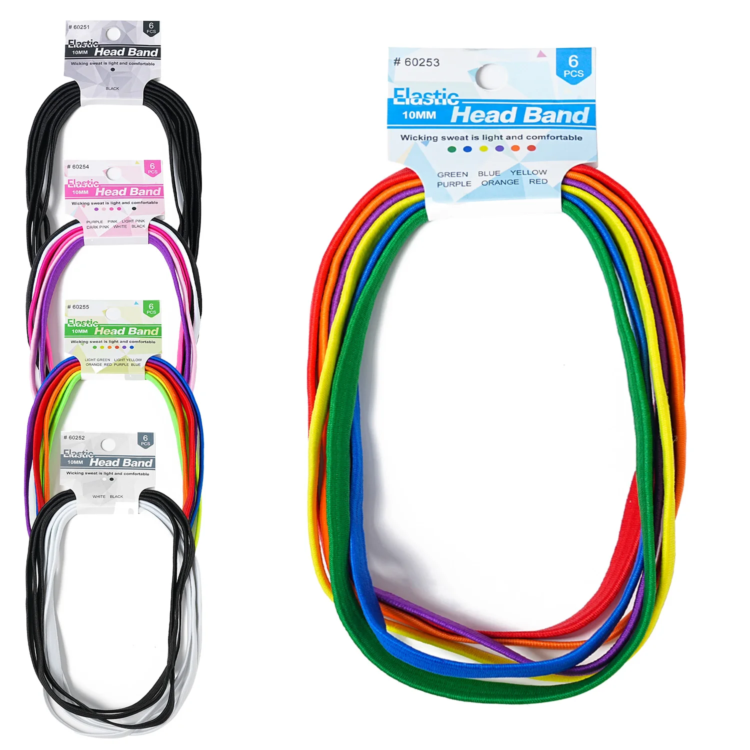 عصابات رأس مرنة رياضية بلون الحلوى مكونة من 6 قطع - أربطة شعر غير قابلة للانزلاق وممتصة للعرق لليوجا والجري واللياقة البدنية