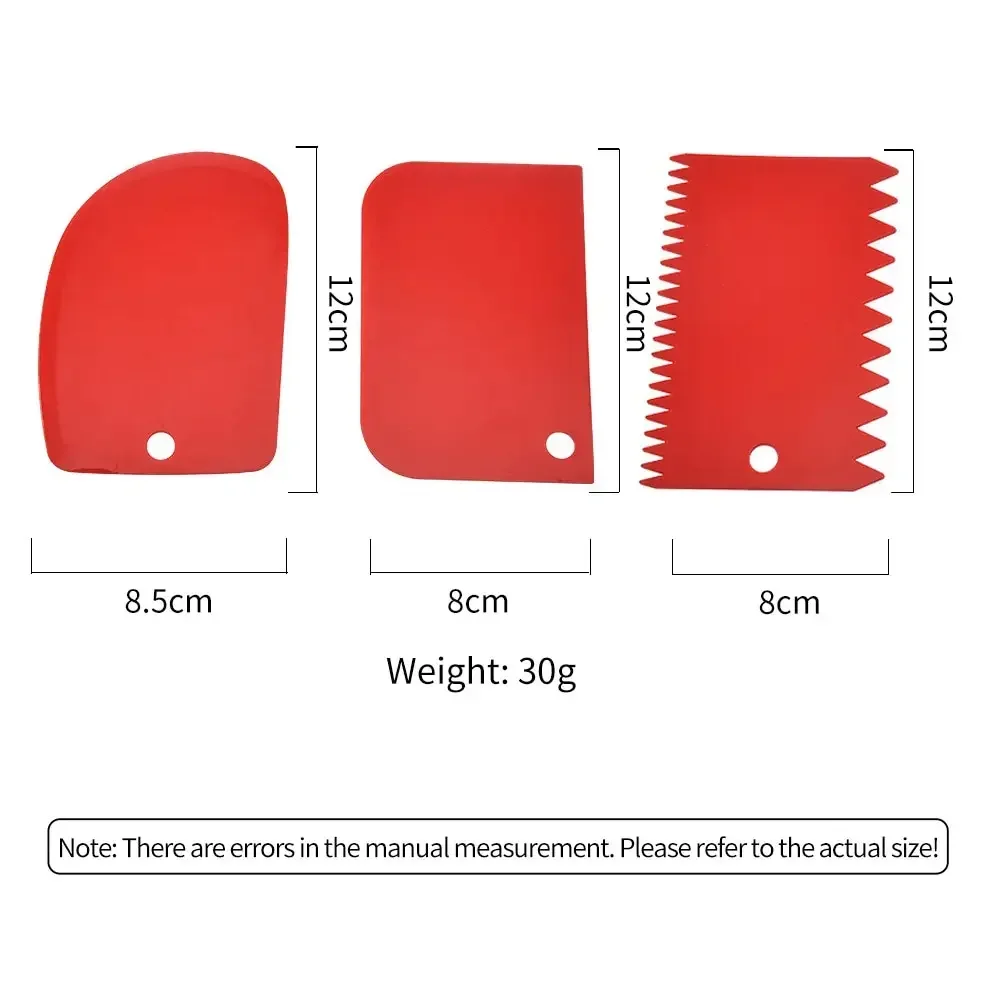 3pcs/Set Plastic Dough Cutting Spatula Baking Red Decorating Tool Thickened Cream Spatula