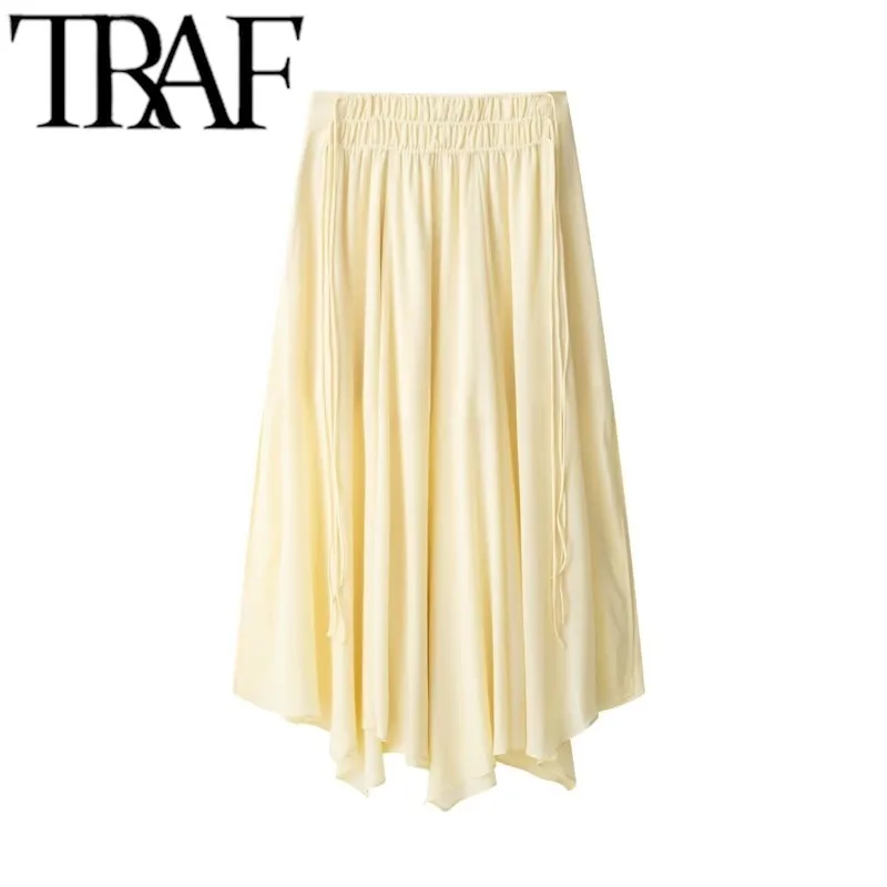 TRAF 2025 Woman Fashion Loose V-neck Skirt Shirt Sets Casual Slim High Waisted Skirt Suits Spring Summer - Image 6