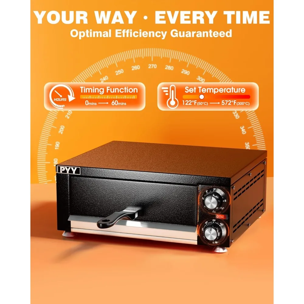 Electric Pizza Oven Indoor Countertop Pizza Oven Commercial Maker Machine for Home with Timer Stainless Steel