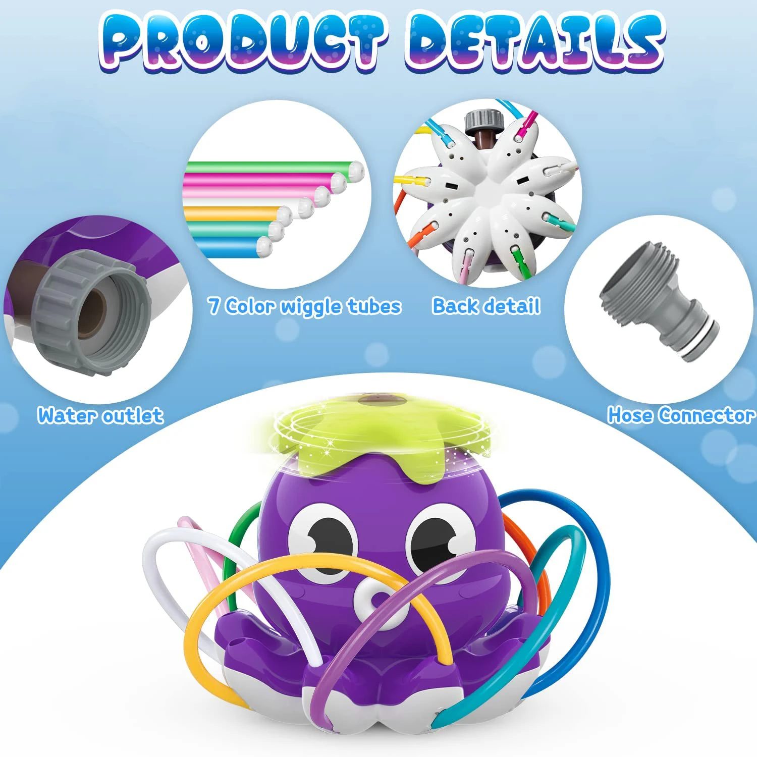 Outdoor Octopus Water Sprinkler Toys Backyard Garden Water Toys Lawn Summer Yard Cartoon Splash Sprinkler Baby Bath Toy for Kids 3