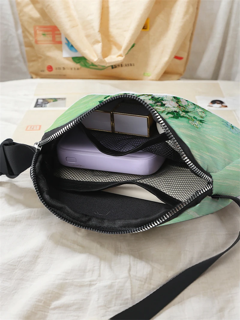 1pc,green small flower fashionable adjustable crossbody bag, neutral sports waist bag, suitable for running