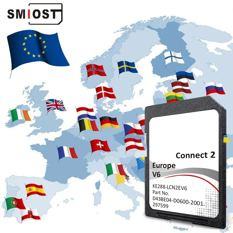 

SMIOST 16GB Navigation Maps Europe Turkey Maps Connect 2 Sat Navi for Nissan Leaf/Micra/Juke/Note/E-NV200 SD Card 297599