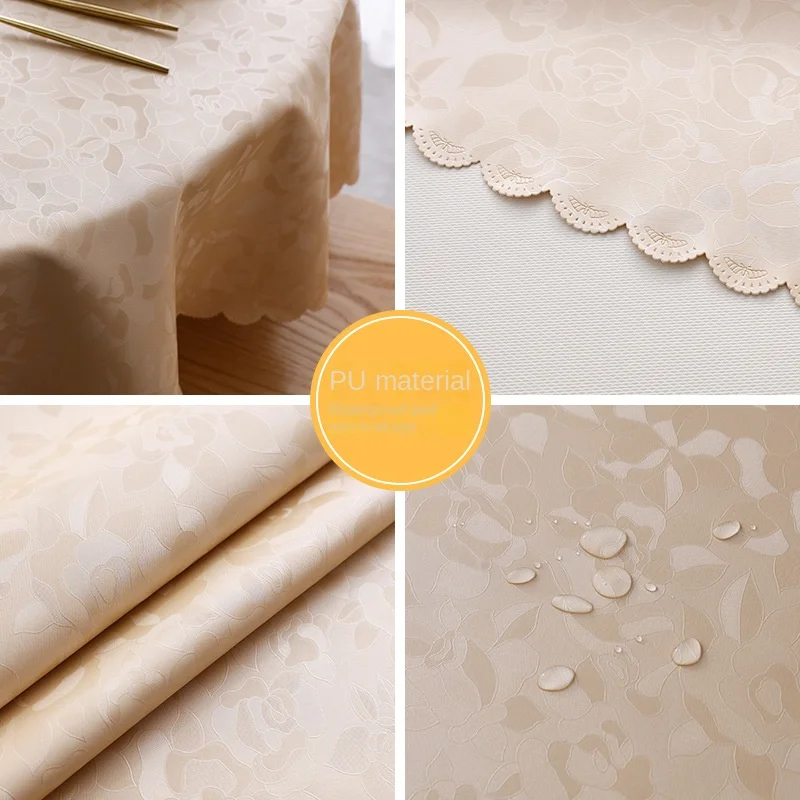 Hotel Restaurant Round Table PU Table Mat Round Non-wash Anti-scald Waterproof Oilproof Home Dining Tablecloth Cloth Cloth