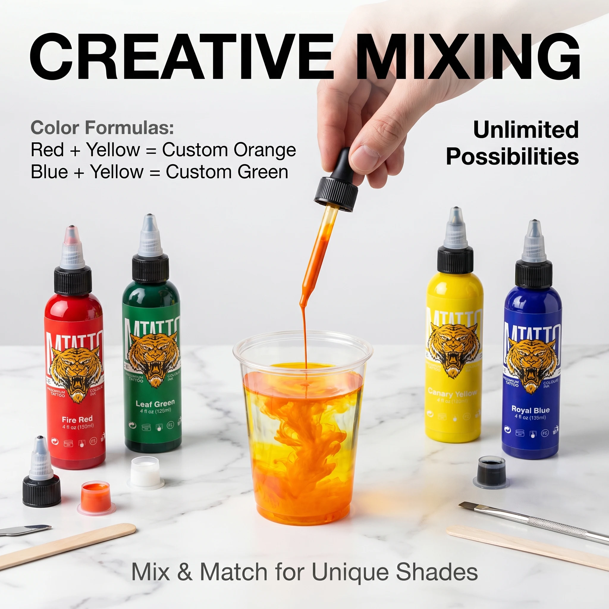 Inchiostro per tatuaggi professionale da 120 ml, pigmento multicolore per tatuaggi fai da te, inchiostro per pratica di tatuaggio, pittura per body art per tatuatori - immagine 5