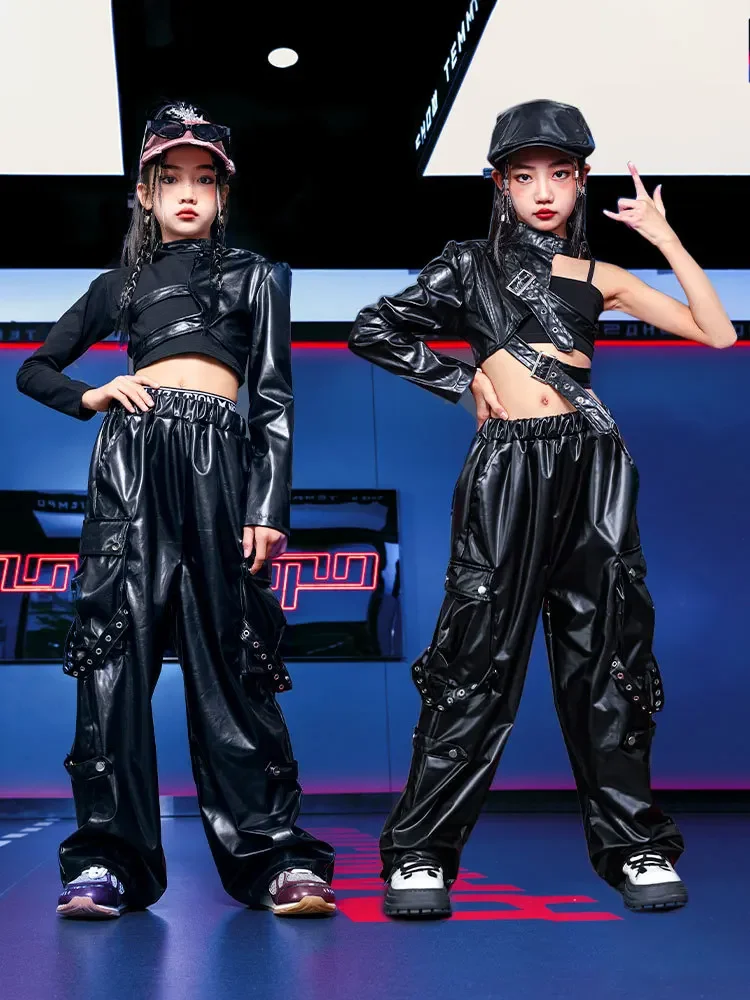 Children's Clothing Jazz Hip Hop Set For Girls Black Tops Shuffle