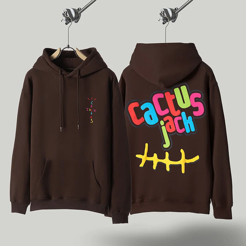 

Colorful Pattern Foam Printed Hoodie For Men And Women's High-quality Plush Hooded Sweatshirt Brown Top
