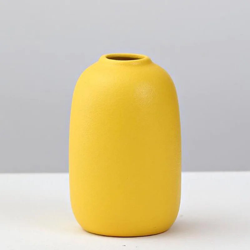 Porcelain Yellow Color Flower Vase Decoration Living Room Flower Arrangement Container Hydroponics Vase Plant Pot Gardening Art 4
