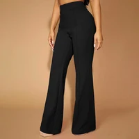 Pantalon Mia Muse Business Simple Décent Couleur Unie Taille Haute Pleine Longueur Coupe Régulière Pantalon Droit pour Femme 1