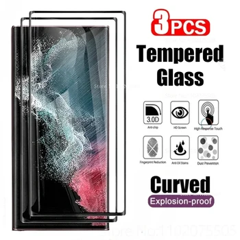 3Pcs Curved Tempered Glass For Samsung Galaxy S25 S23 S21 S24 Ultra S20 Plus Screen Protector For Samsung Note 9 10 20 S10 S9 1